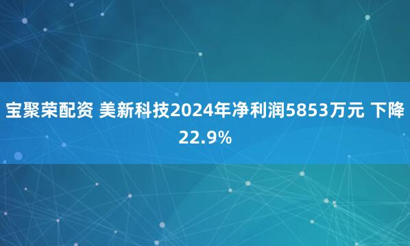 宝聚荣配资 美新科技2024年净利润5853万元 下降22.9%