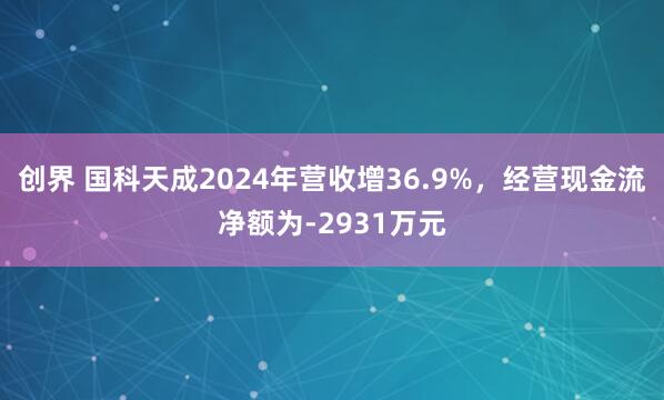 创界 国科天成2024年营收增36.9%，经营现金流净额为-2931万元